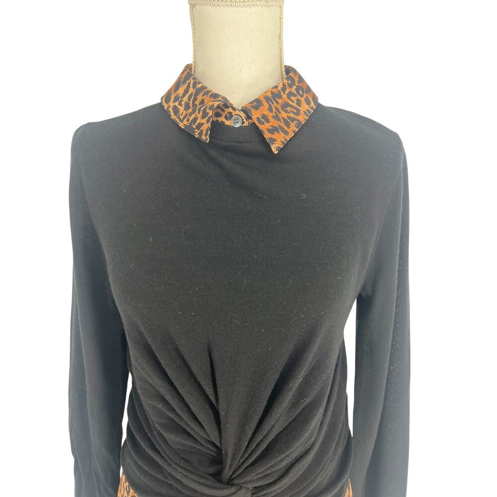 Veronica Beard Phebe Mixed Media Merino Wool Top Black XS‎ - Picture 4 of 11